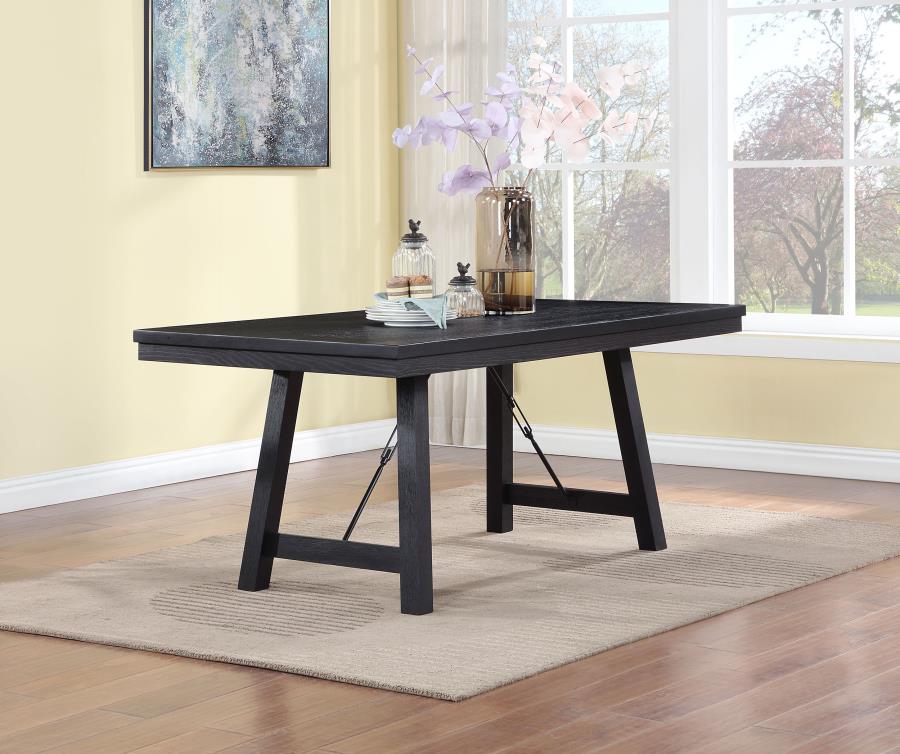 (image for) Newport Rectangular 72-inch Wood Trestle Dining Table Black