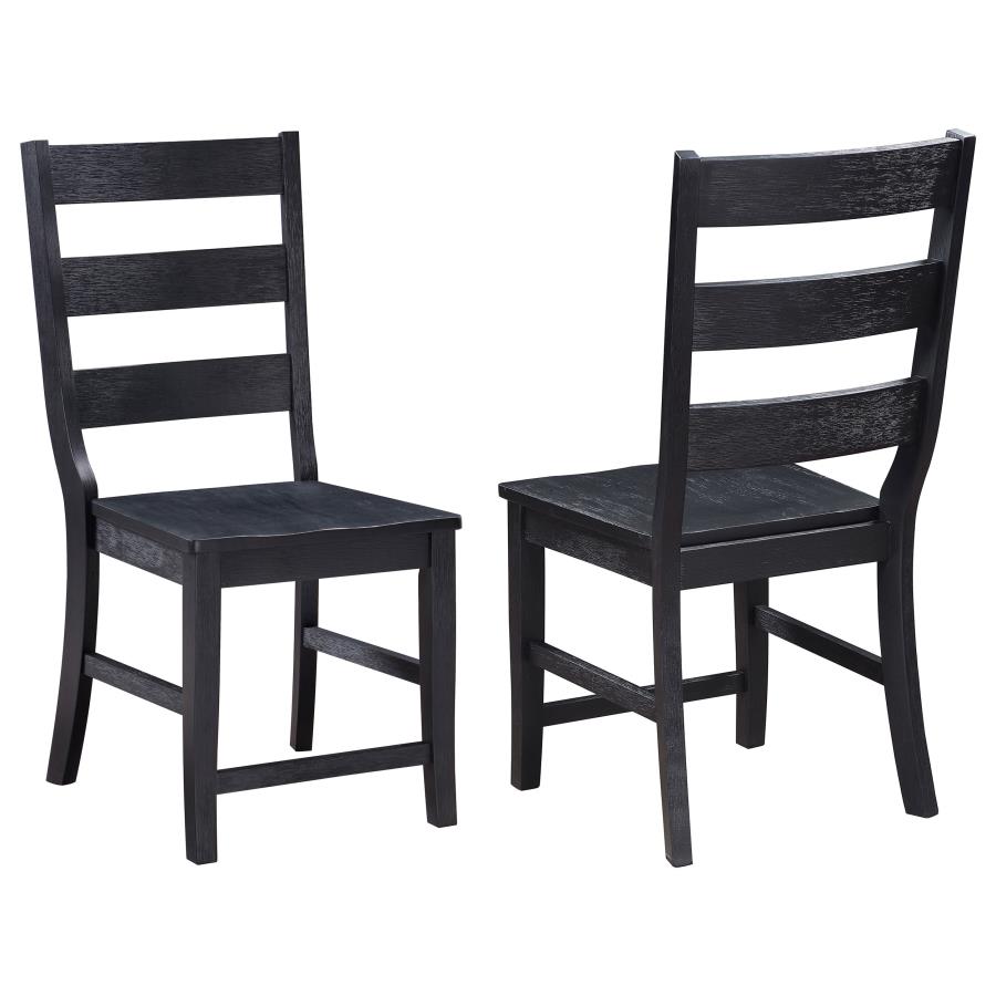 (image for) Newport Ladder Back Wood Dining Side Chair Black (Set of 2) - Click Image to Close