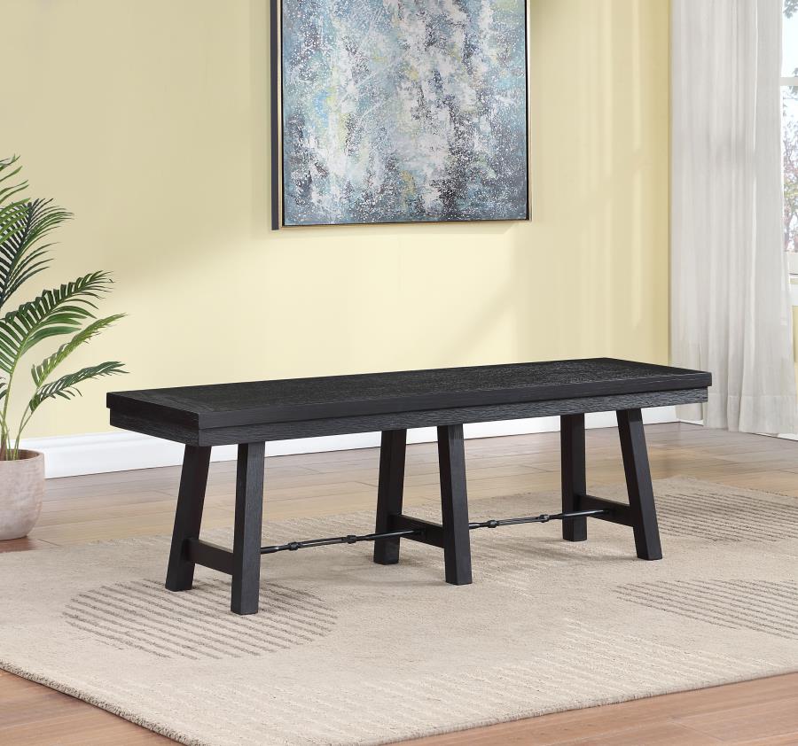 (image for) Newport Wood Trestle Base Dining Bench Black