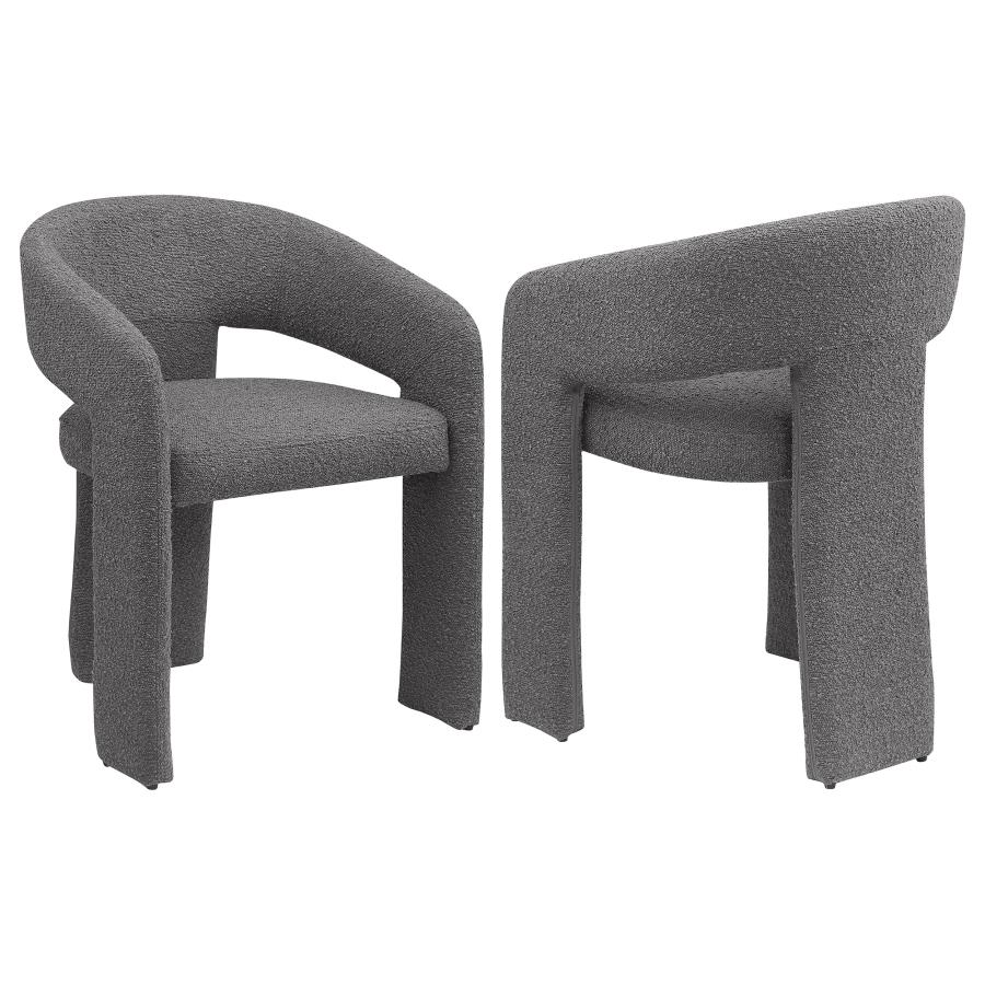 (image for) Eudora Boucle Upholstered Dining Arm Chair Grey - Click Image to Close