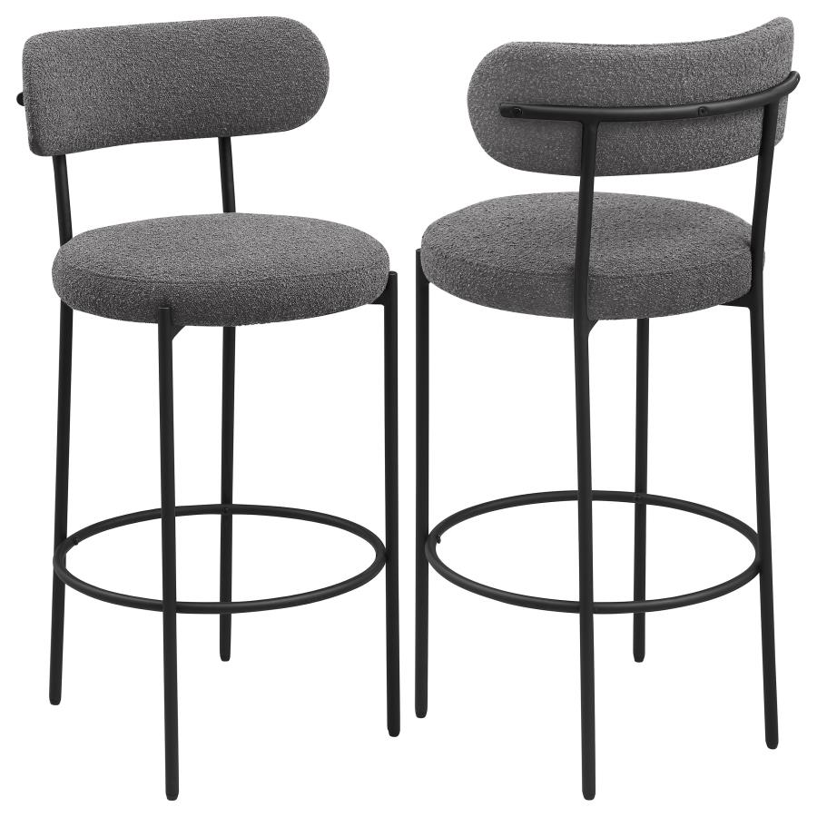 (image for) Viola Boucle Upholstered Bar Chair Grey (Set of 2) - Click Image to Close