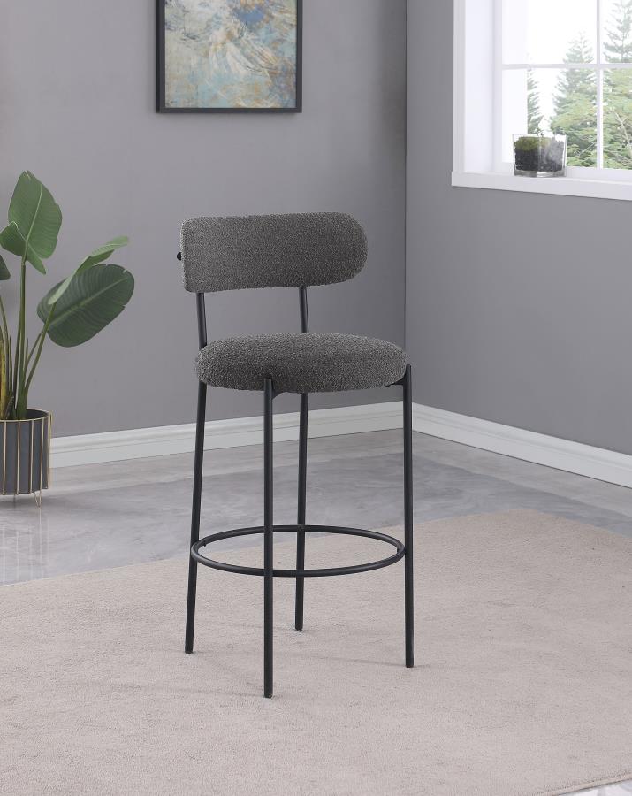 (image for) Viola Boucle Upholstered Bar Chair Grey (Set of 2)