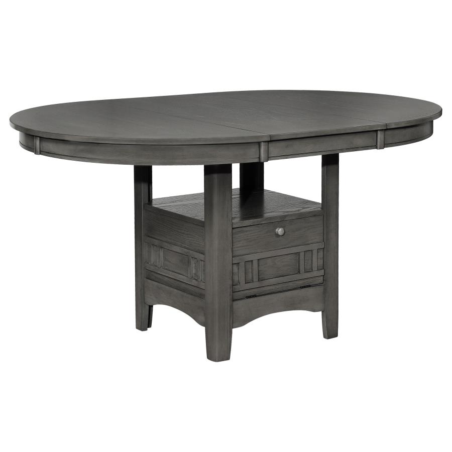 (image for) Lavon Oval 60-inch Extension Leaf Dining Table Medium Grey - Click Image to Close