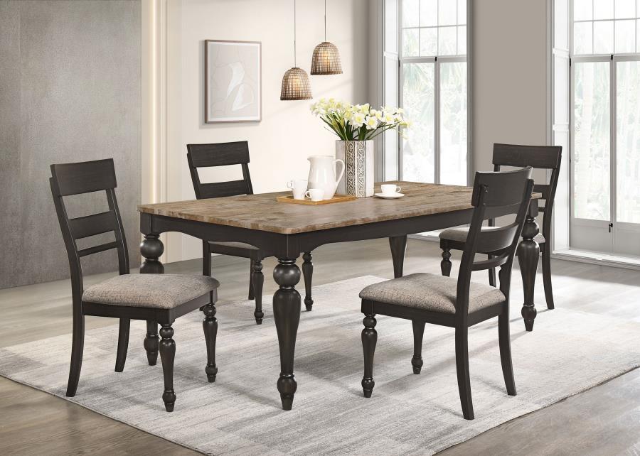 (image for) Bridget 5-piece Rectangular Dining Set Charcoal Sand Through - Click Image to Close