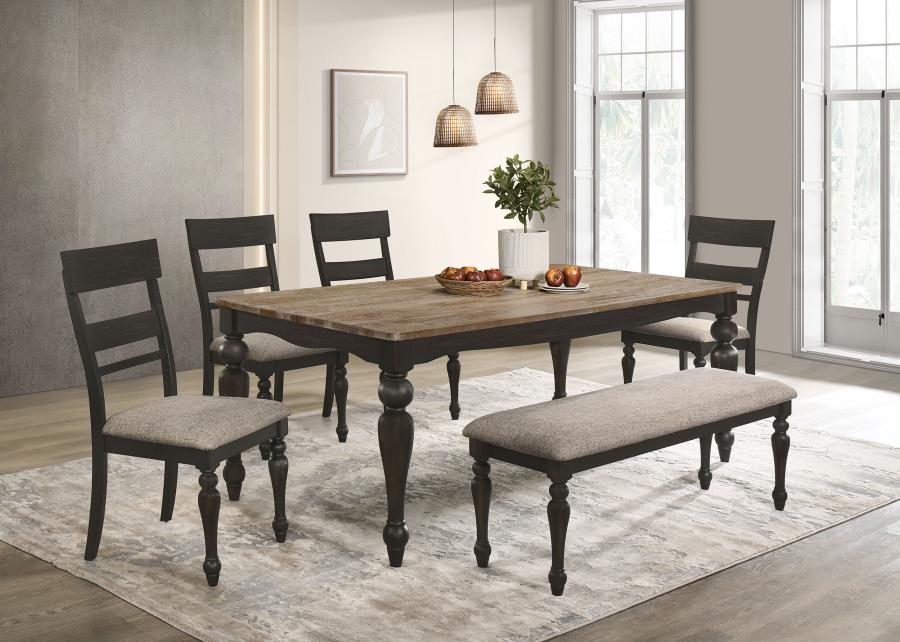 (image for) Bridget 6-piece Rectangular Dining Set Charcoal Sand Through - Click Image to Close