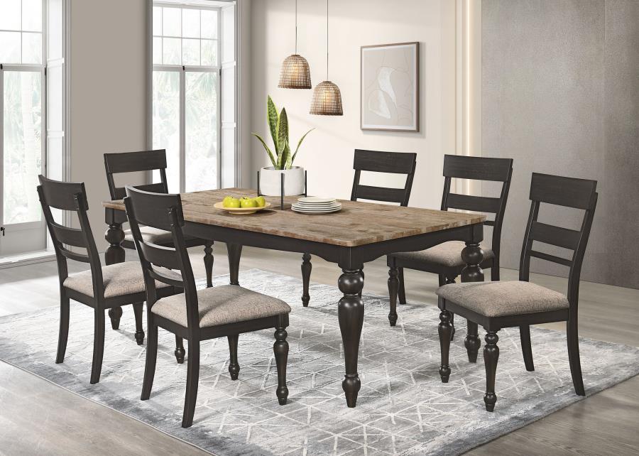 (image for) Bridget 7-piece Rectangular Dining Set Charcoal Sand Through - Click Image to Close