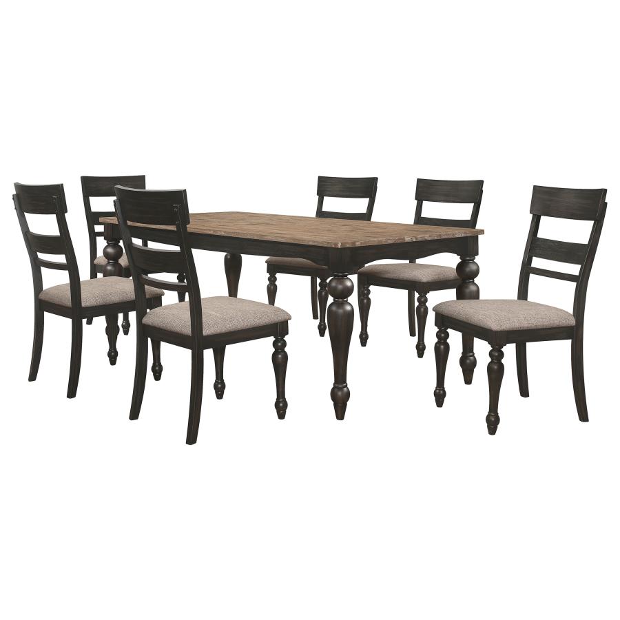 (image for) Bridget 7-piece Rectangular Dining Set Charcoal Sand Through