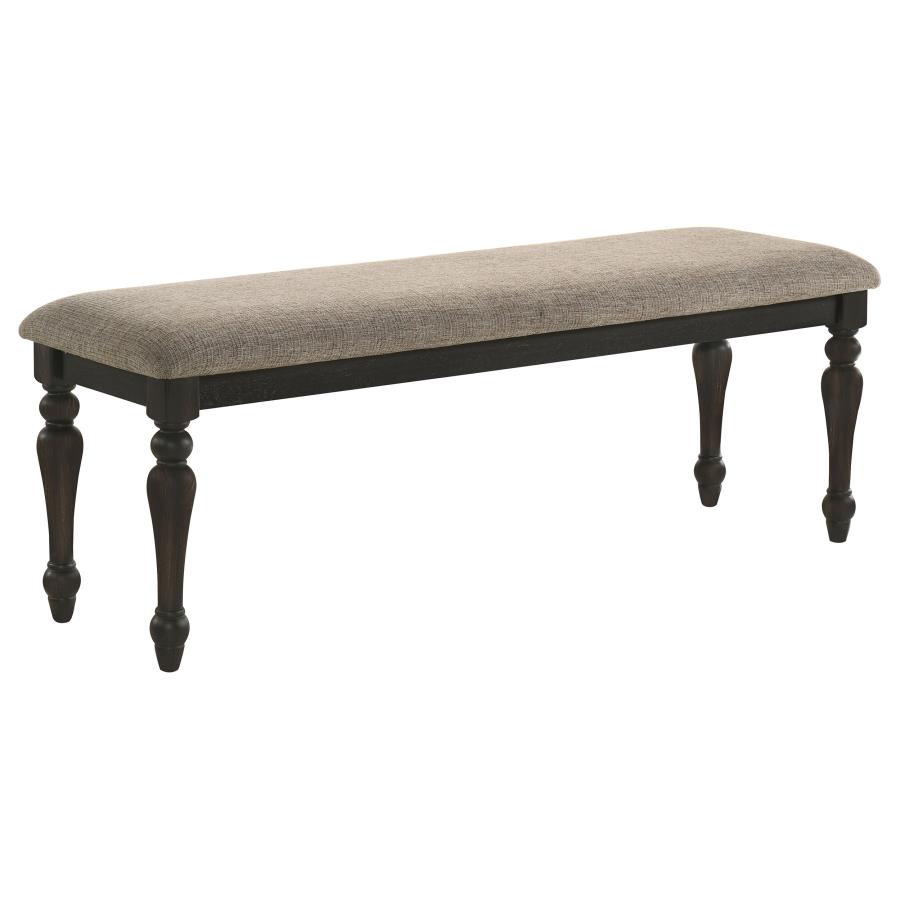 (image for) Bridget Fabric Upholstered Dining Bench Stone and Charcoal - Click Image to Close