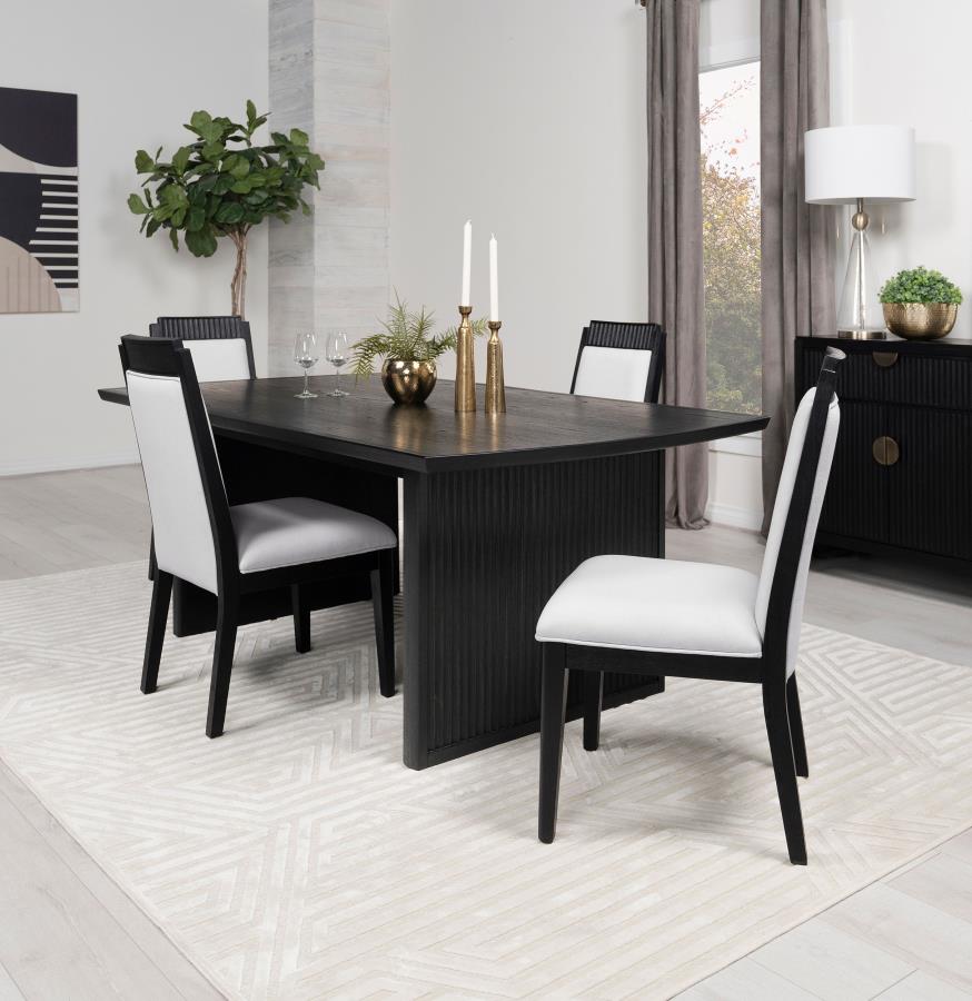 (image for) Brookmead 5-piece Extension Leaf Dining Table Set Black - Click Image to Close