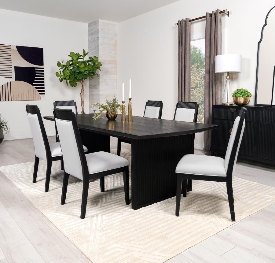 (image for) Brookmead 7-piece Extension Leaf Dining Table Set Black - Click Image to Close