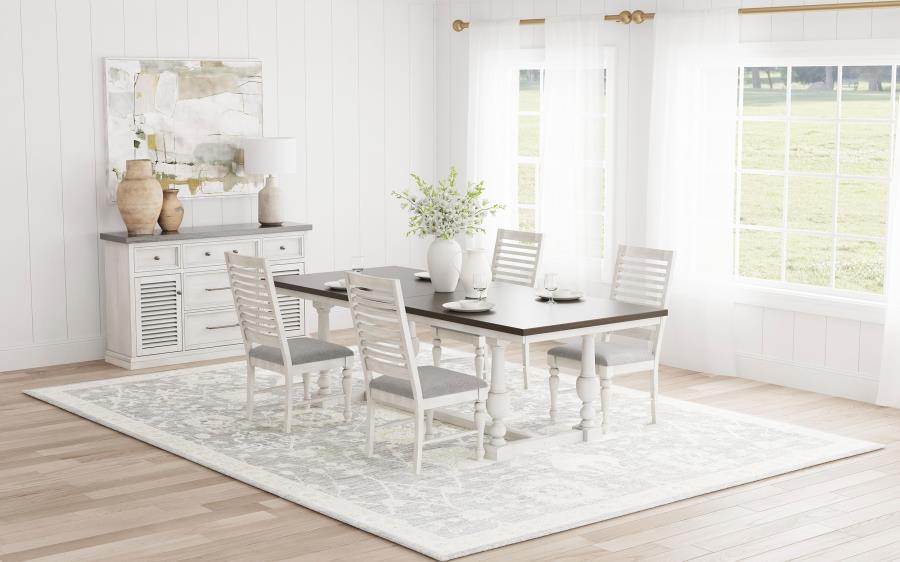 (image for) Aventine 5-piece Extension Leaf Dining Set Vintage White - Click Image to Close