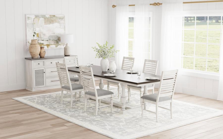 (image for) Aventine 7-piece Extension Leaf Dining Set Vintage White - Click Image to Close