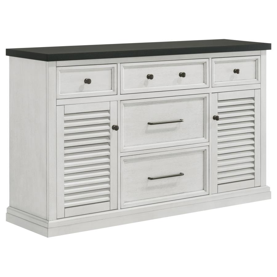 (image for) Aventine 5-drawer Sideboard Buffet Cabinet Vintage White - Click Image to Close