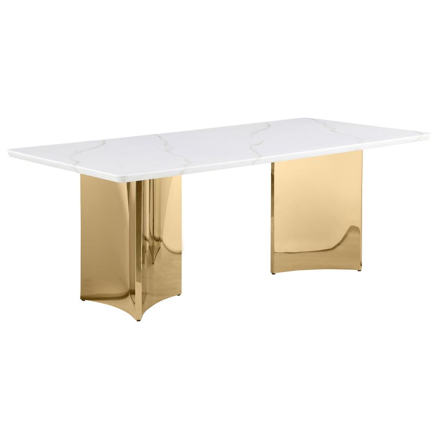 (image for) Tevlin Rectangular 79-inch Marble Top Dining Table White