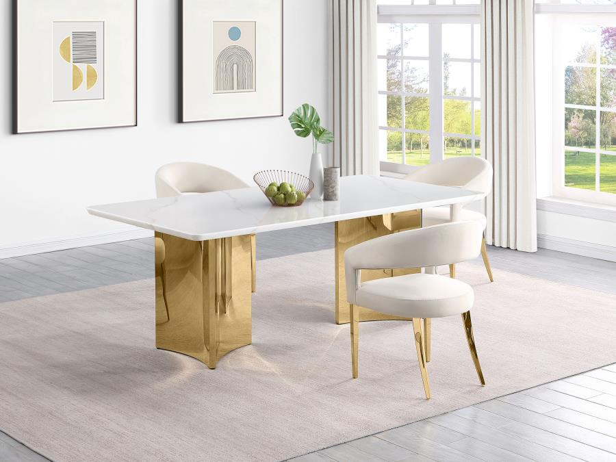 (image for) Galiano Rectangular 79-inch Stone Top Dining Table White