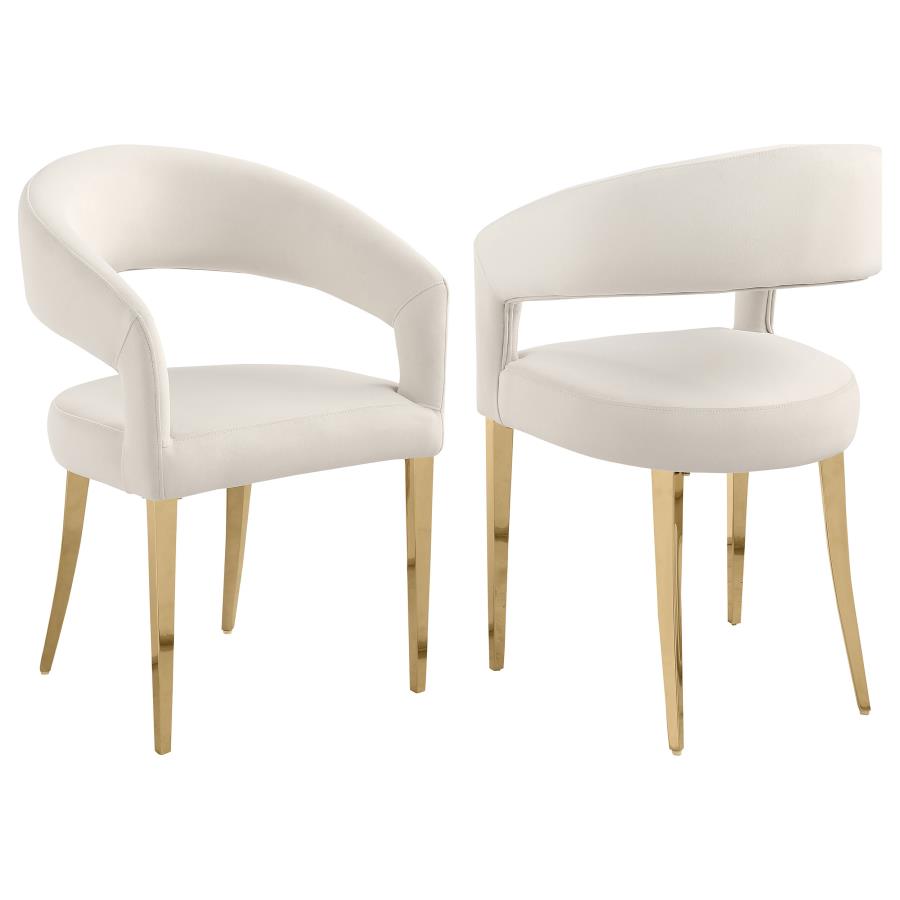 (image for) Galiano Velvet Upholstered Dining Arm Cream Beige (Set of 2)