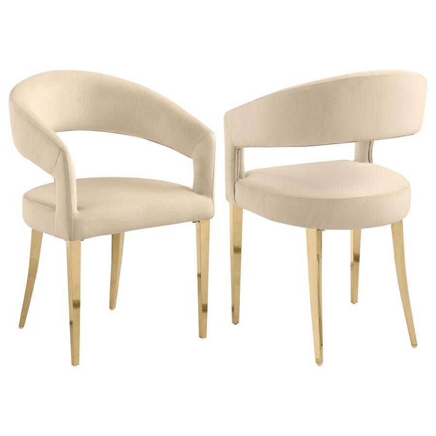 (image for) Galiano Velvet Upholstered Dining Arm Chair Beige (Set of 2)