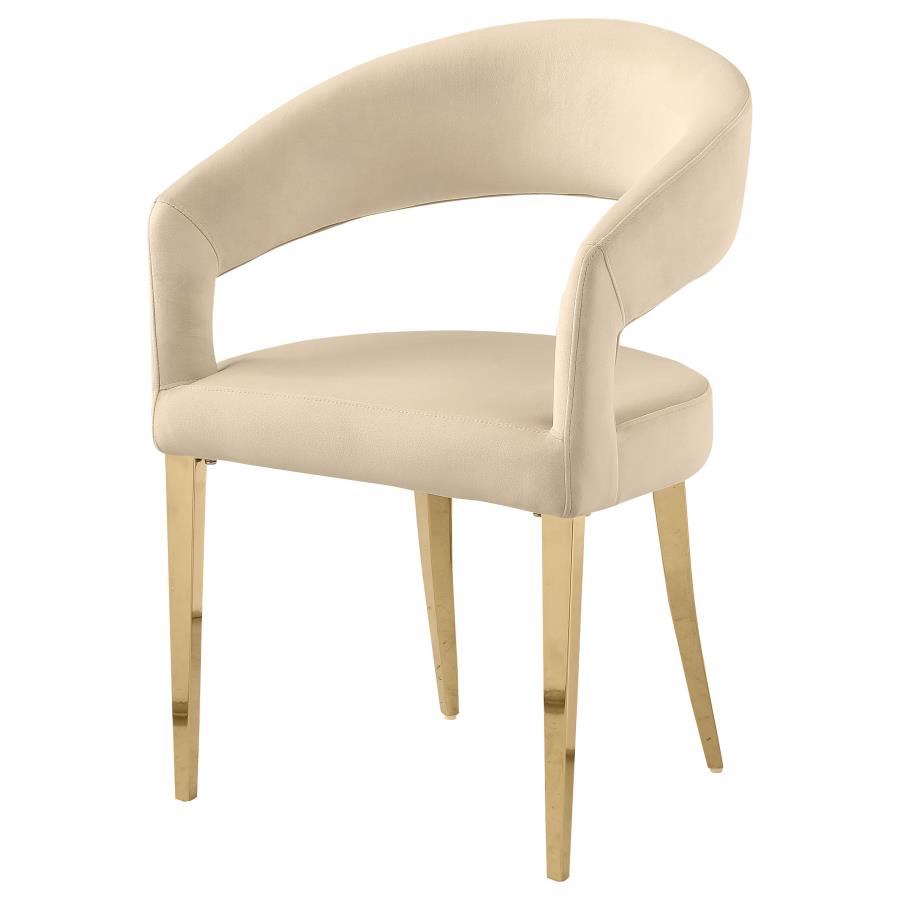 (image for) Galiano Velvet Upholstered Dining Arm Chair Beige (Set of 2)