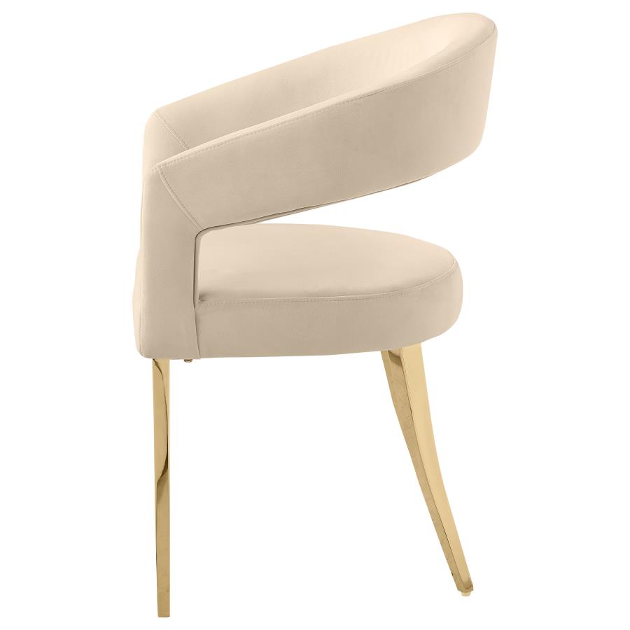 (image for) Galiano Velvet Upholstered Dining Arm Chair Beige (Set of 2)