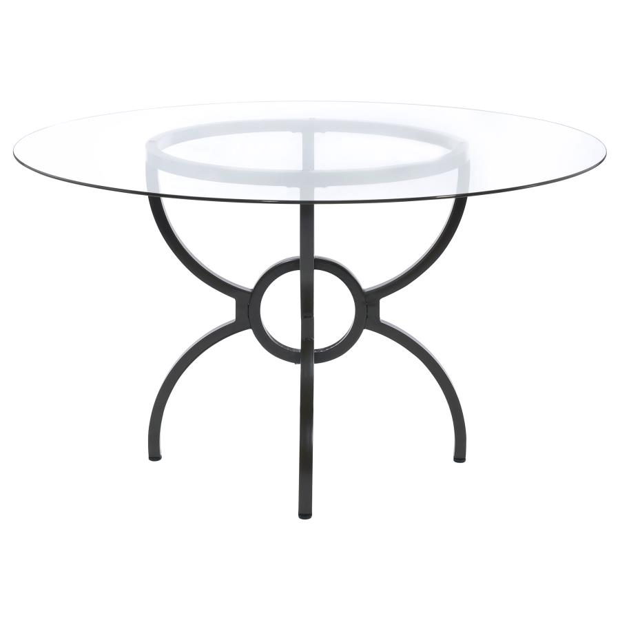 (image for) Aviano Round 48-inch Glass Top Metal Dining Table Gunmetal