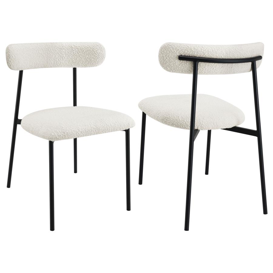 (image for) Anzio Boucle Upholstered Dining Side Chair White (Set of 2) - Click Image to Close