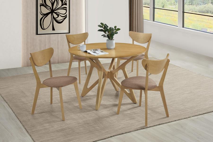 (image for) Elowen 5-piece Round Solid Wood Dining Set Light Walnut