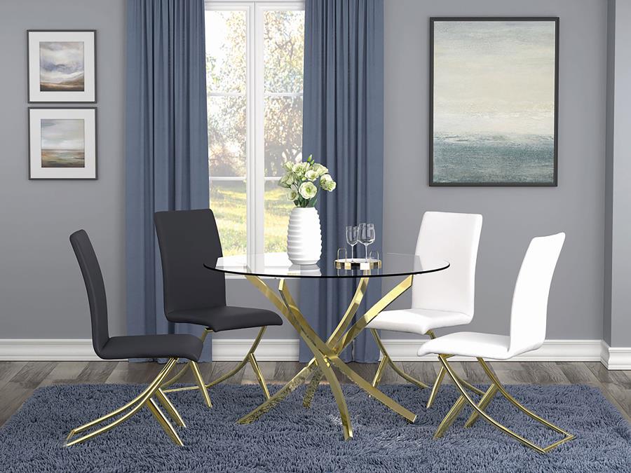 (image for) Beckham Round 46-inch Glass Top Dining Table Brass