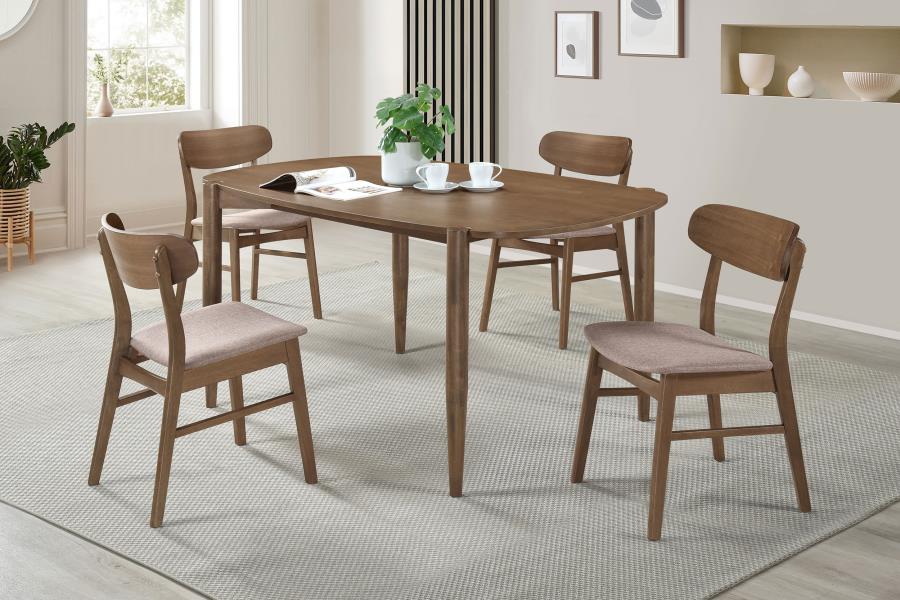 (image for) Dortch 5-piece Oval Solid Wood Dining Set Walnut - Click Image to Close