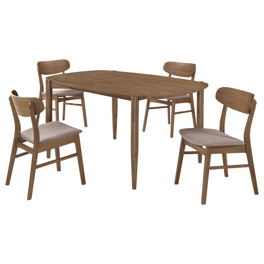 (image for) Dortch 5-piece Oval Solid Wood Dining Set Walnut