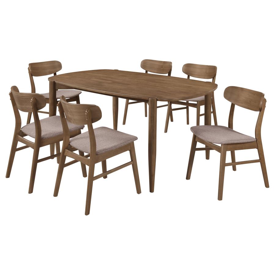 (image for) Dortch 7-piece Oval Solid Wood Dining Set Walnut