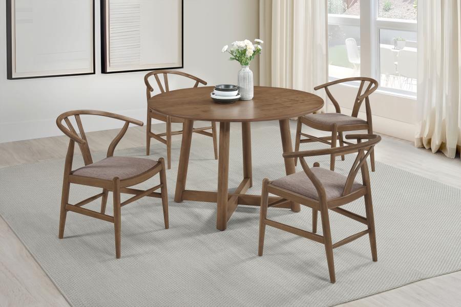 (image for) Dinah 5-piece Round Solid Wood Dining Set Walnut - Click Image to Close