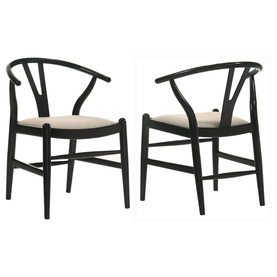 (image for) Crestmont Wood Wishbone Dining Side Chair Black (Set of 2)