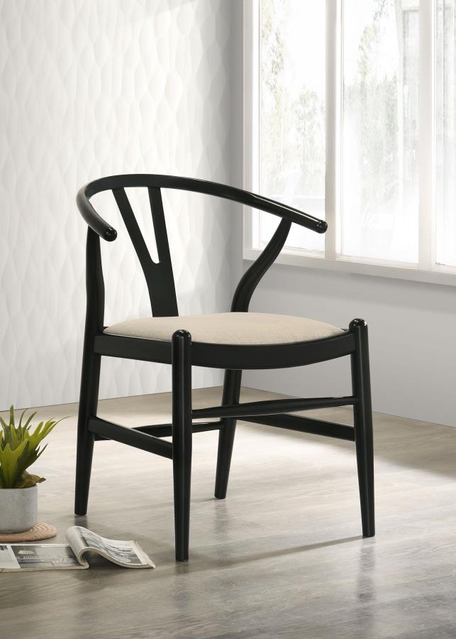 (image for) Dinah Wood Wishbone Dining Side Chair Black (Set of 2)