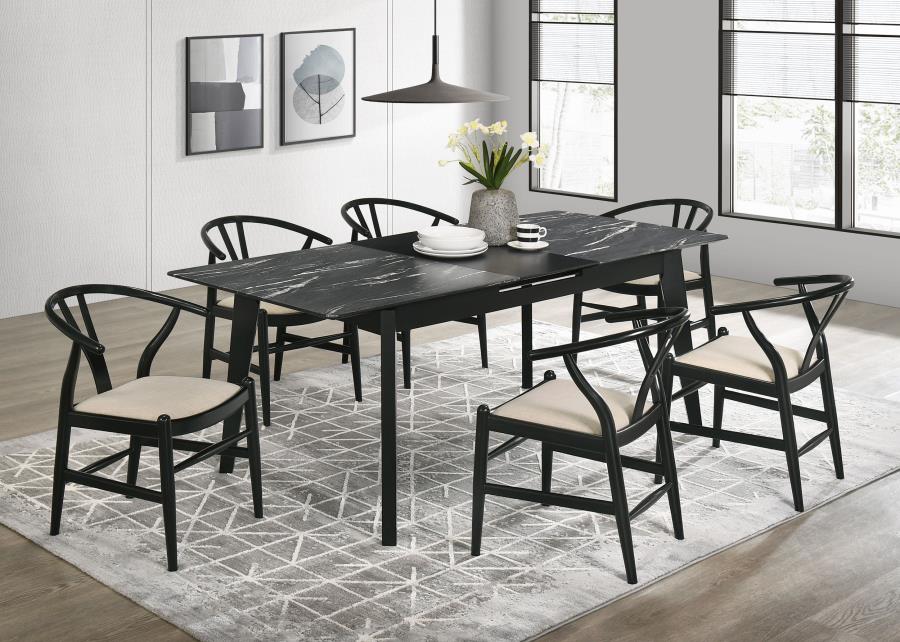 (image for) Crestmont Wood Wishbone Dining Side Chair Black (Set of 2)