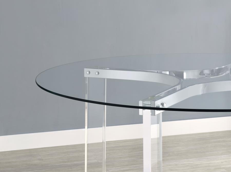 (image for) Adino 47-inch Round Glass Top Acrylic Dining Table Chrome