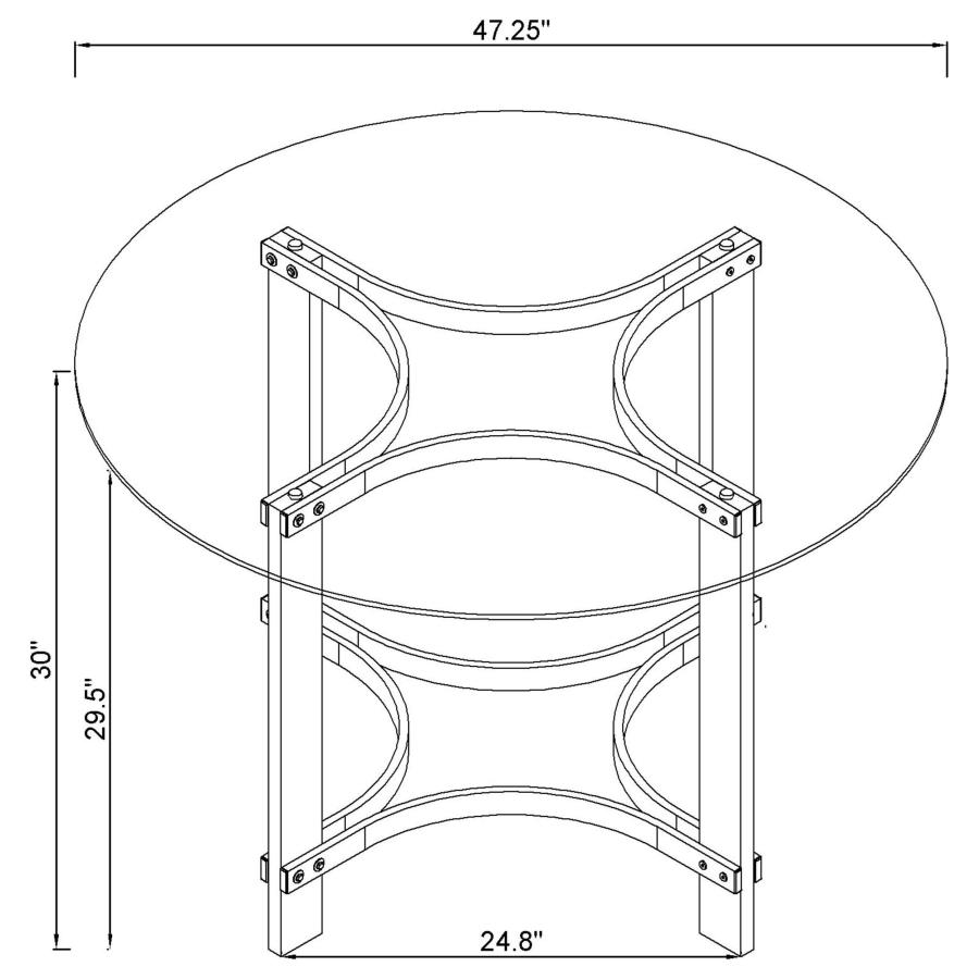 (image for) Keeling 47-inch Round Glass Top Acrylic Dining Table Chrome