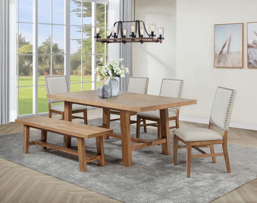 (image for) Middleton 6-piece Extension Leaf Dining Set Brown and Beige