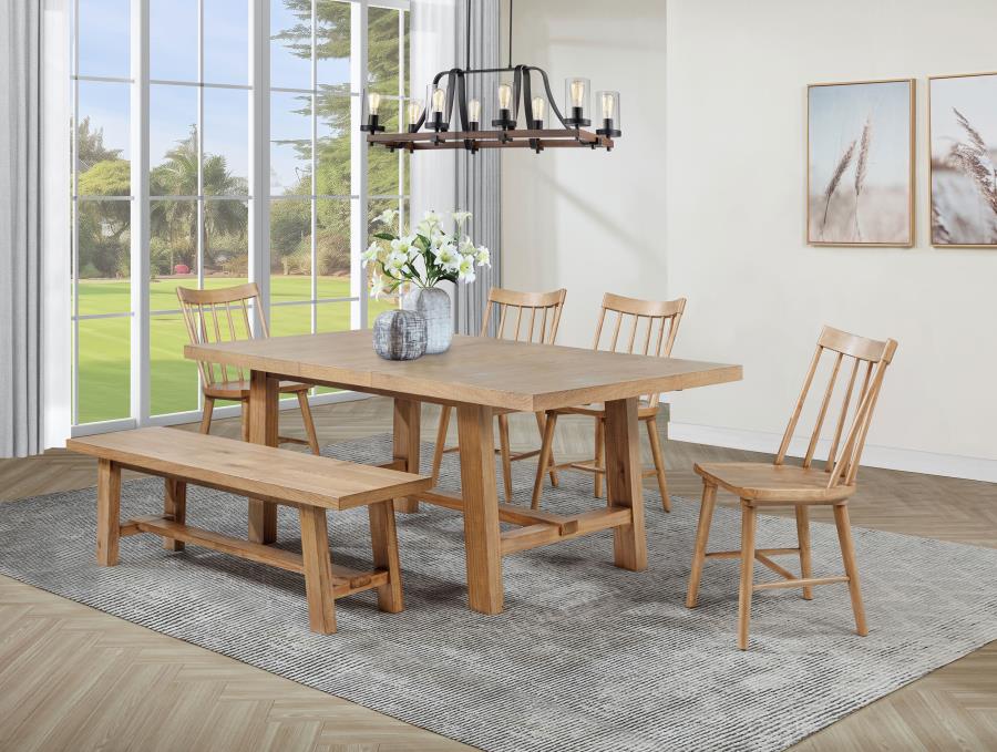 (image for) Middleton 6-piece Extension Leaf Dining Set Natural Brown