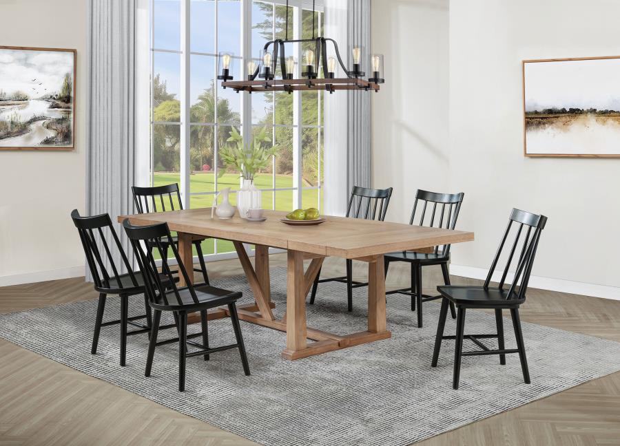 (image for) Middleton 7-piece Extension Leaf Dining Set Brown and Black