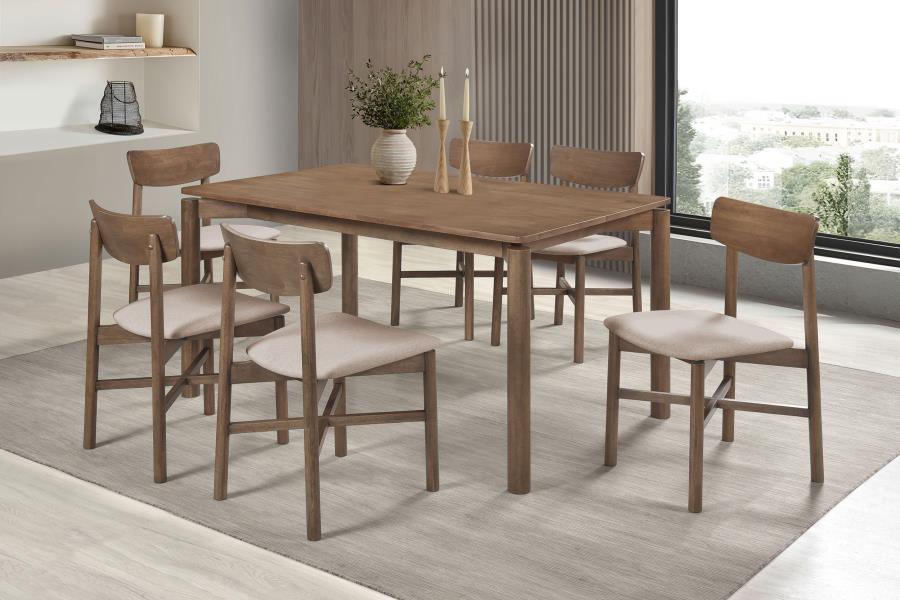 (image for) Parkridge 7-piece 59-inch Wood Dining Set Natural Walnut - Click Image to Close