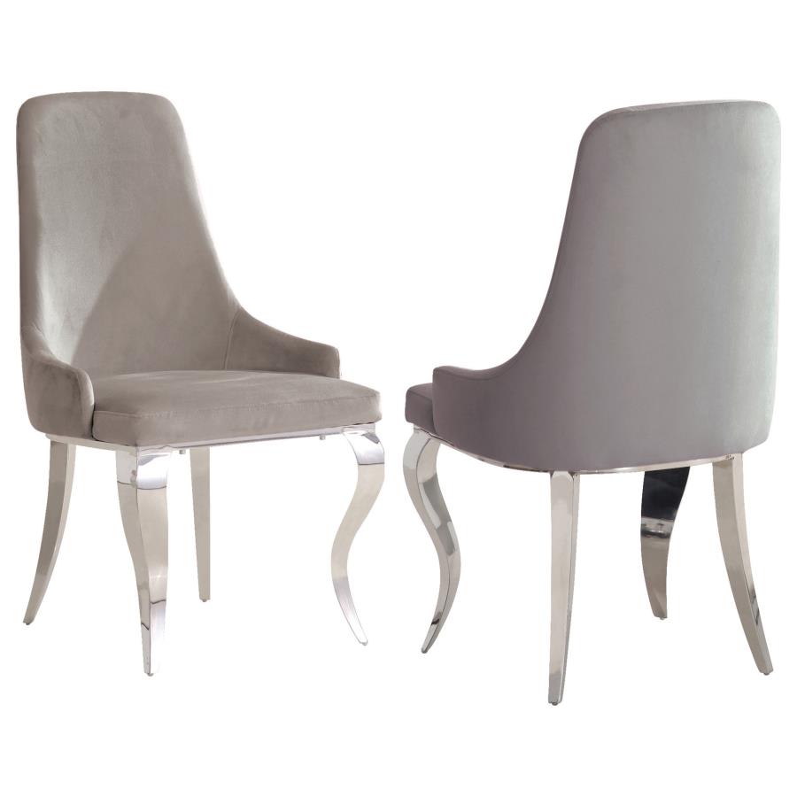 (image for) Antoine Velvet Upholstered Dining Side Chair Grey (Set of 2) - Click Image to Close