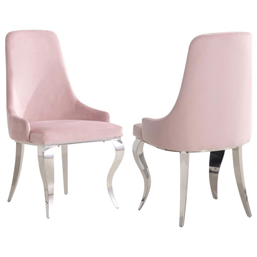 (image for) Antoine Velvet Upholstered Dining Side Chair Pink (Set of 2) - Click Image to Close