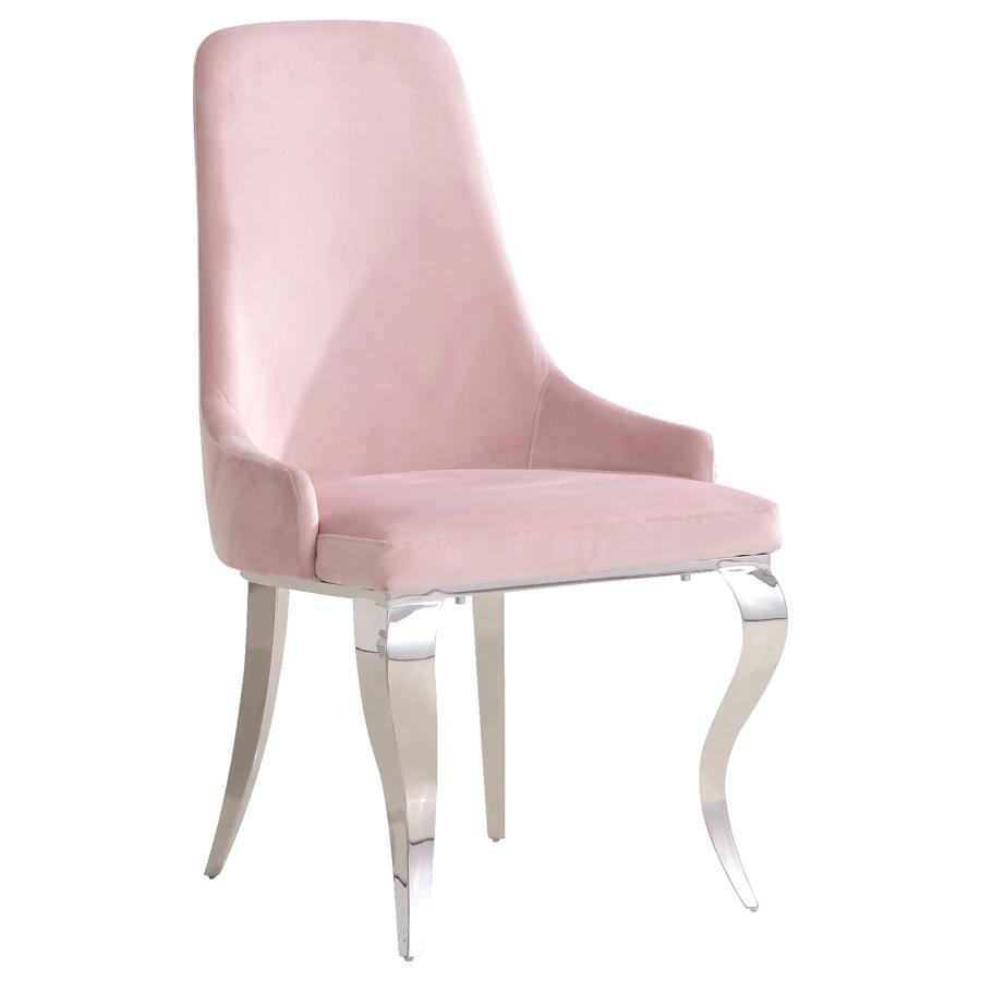 (image for) Antoine Velvet Upholstered Dining Side Chair Pink (Set of 2)