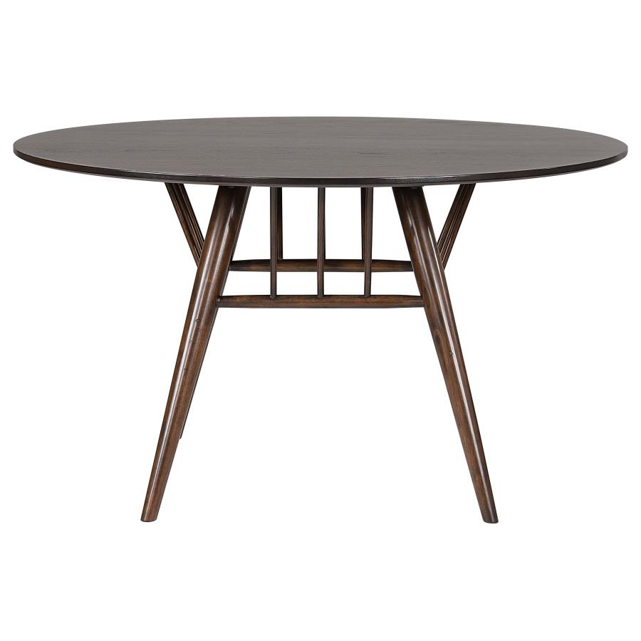 (image for) Everton 5-piece Round 54-inch Dining Table Set Dark Walnut