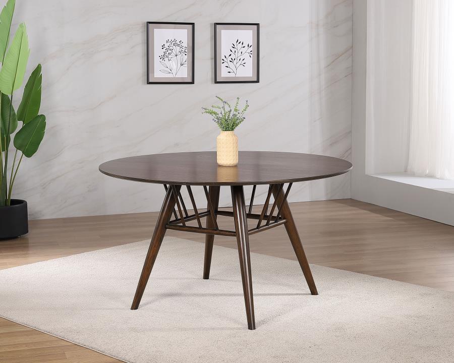 (image for) Everton Round 53-inch Wood Dining Table Dark Walnut