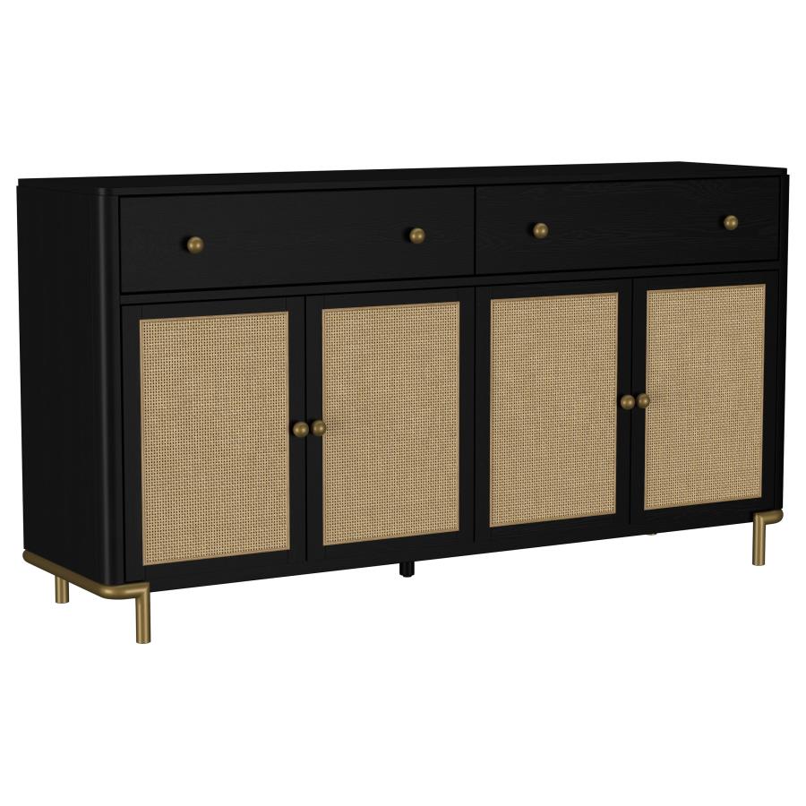 (image for) Arini 2-drawer Cane Door Dining Sideboard Server Black