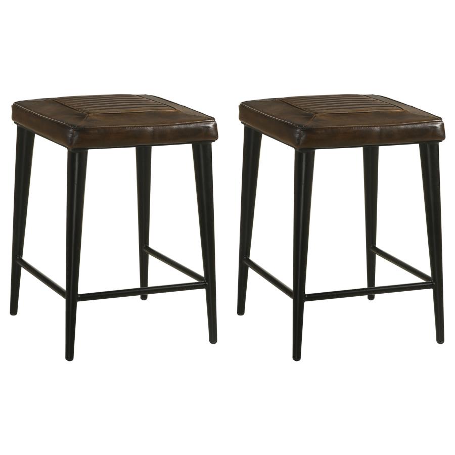 (image for) Alvaro Leather Upholstered Counter Stool Brown (Set of 2)