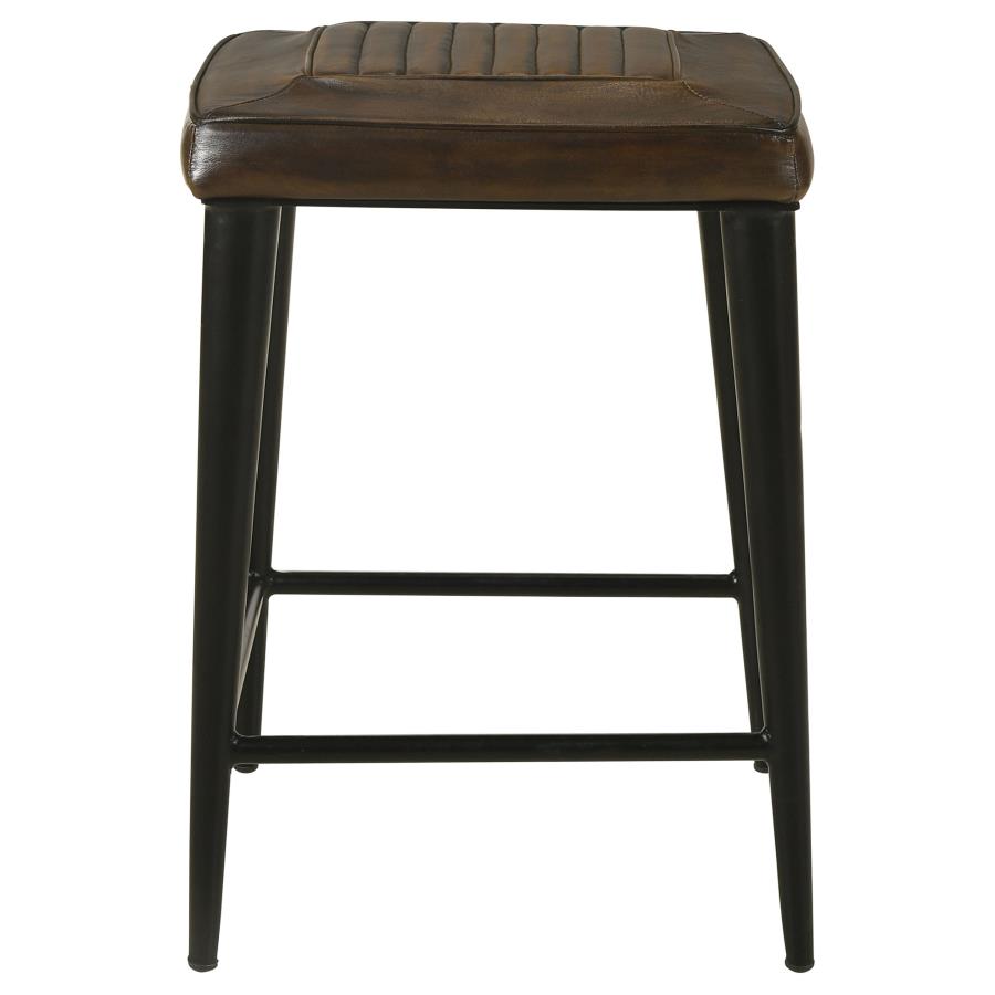 (image for) Alvaro Leather Upholstered Counter Stool Brown (Set of 2)