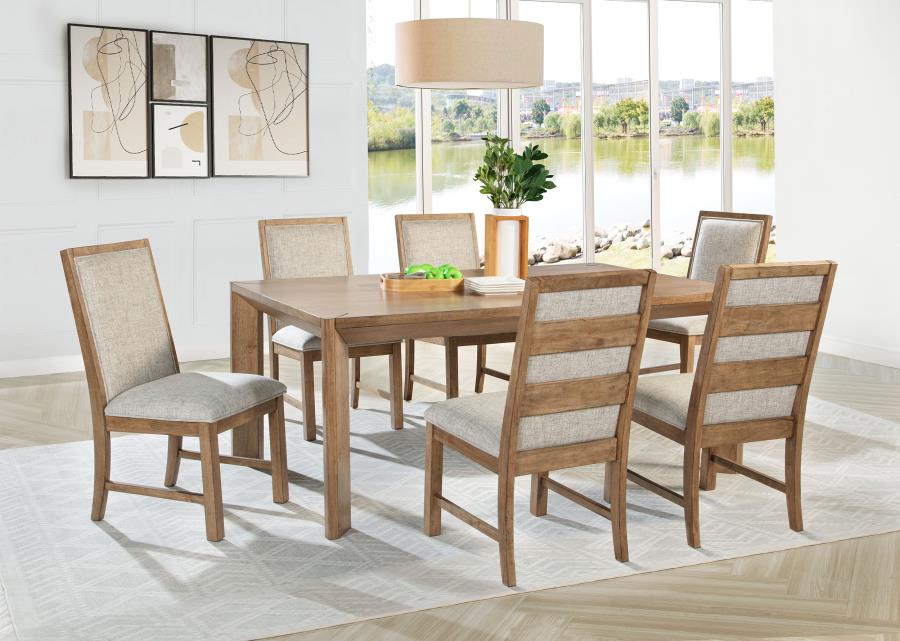 (image for) Bruner 7-piece 72-inch Rectangular Dining Set Natural Brown - Click Image to Close