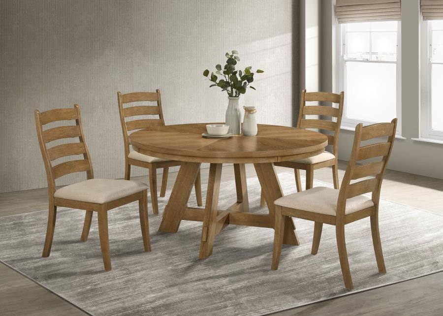 (image for) Danvers 5-piece Dining Table Set Brown Oak and Beige - Click Image to Close